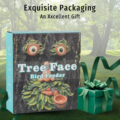 Tree Face Decor Outdoor,Whimsical Outdoor Art with Bird Feeder,Tree Hugger Bark Ghost Face Decoration Funny Yard Art,Garden Creative Decoration (12 INCH)