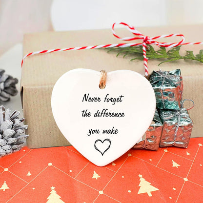 Thank You Gifts for Women Men - Never Forget The Difference You Make Ceramic Ornament Keepsake Appreciation, Retirement Gifts for Women Men, Farewell, Goodbye, Leaving Ideas for Coworker, Boss