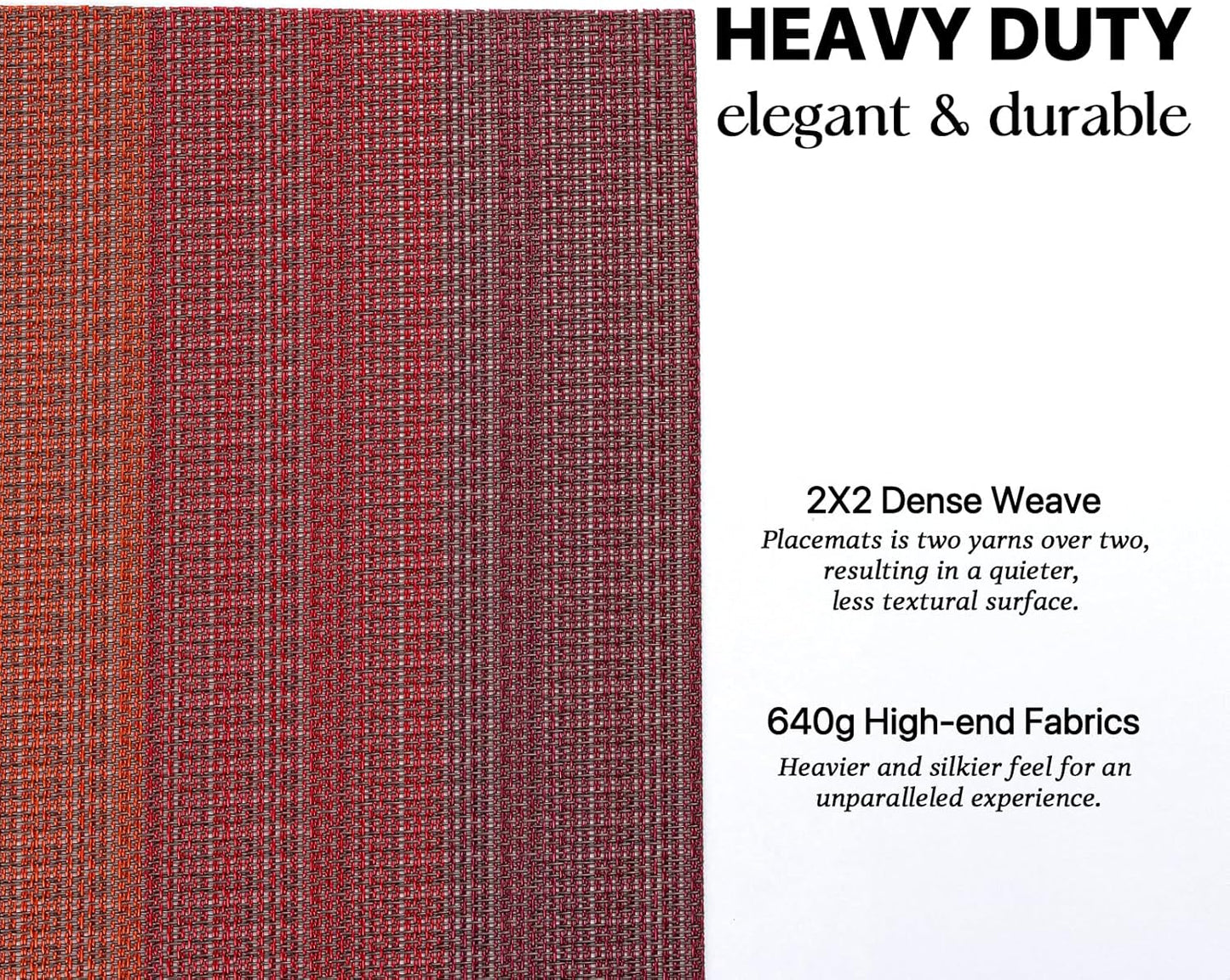 LEXMORE Placemats Set of 4 Vinyl/Plastic Woven Place Mats for Kitchen Table Indoor/Outdoor Washable Placemat Wipeable Dining Table Mats(Pomegranate Parade)