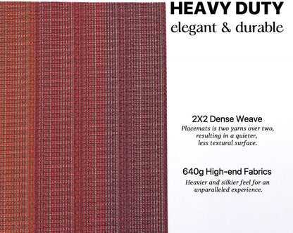 LEXMORE Placemats Set of 4 Vinyl/Plastic Woven Place Mats for Kitchen Table Indoor/Outdoor Washable Placemat Wipeable Dining Table Mats(Pomegranate Parade)