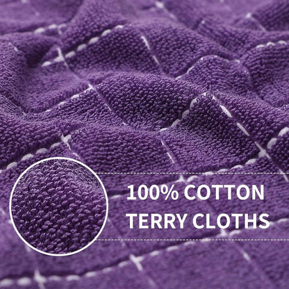 Homaxy 100% Cotton Terry Kitchen Towels(Purple, 13 x 28 inches), Checkered Designed, Soft and Super Absorbent Dish Towels, 6 Pack