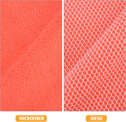 KinHwa Kitchen Washcloths for Dishes Absorbent Microfiber Dish Cloths Quick Dry Dish Rags with Poly Scour Scrub Side Ideal for Kitchen Cleaning (Red, 7inchx7inch 9 Pack)