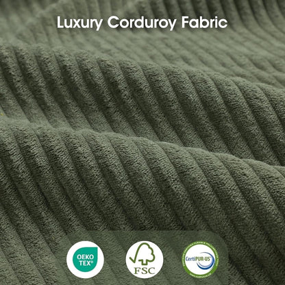 LLappuil Modular U-Shaped Sectional Sofa with Storage, 6-Seat Convertible Corduroy Couch with 6 Back Cushions & 6 Throw Pillows, Large L-Shaped Sofa for Living Room, Green