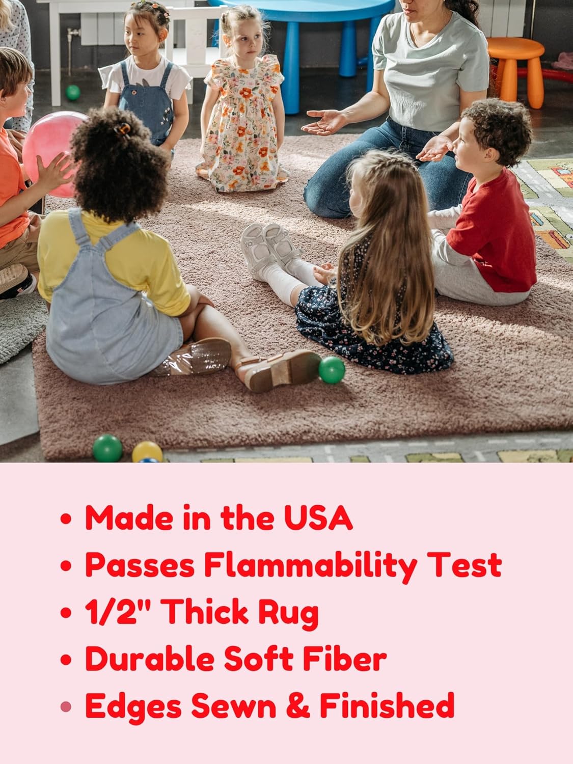 KOECKRITZ Soft and Colorful Kids Classroom Area Rugs (Passes Flammability Pill Test) Many Sizes and Bright Colors to Select from (6' Round, Lemon)