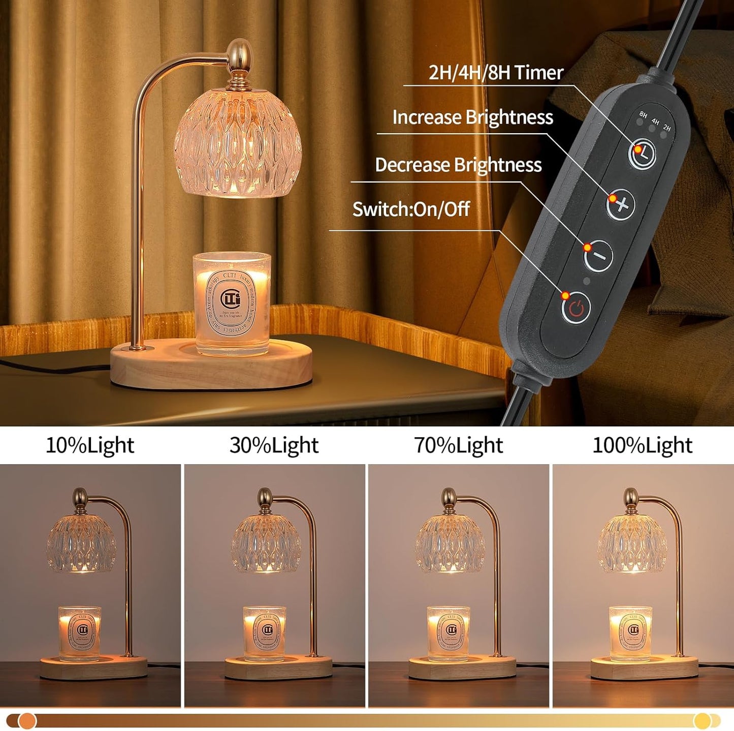 Candle Warmer Lamp with Timer and Dimmer,Flameless Electric Wax Melt Warmer for Jar Candles With 2 Bulbs,House Warming Gifts,Mother's Day/Birthday/Christmas Gifts For Mom/Wife,Home Decor Lamp