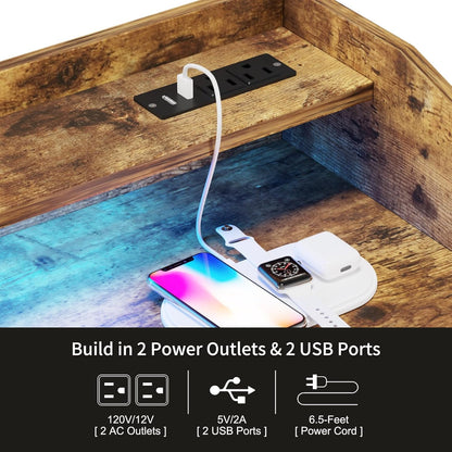 LUMTOK 2-in-1 Dresser with Hanging Racks,5 Fabric Drawers Dressers with LED Lights, Charging Station for Bedroom Living Room, Entryway, Closets (Rustic Brown)