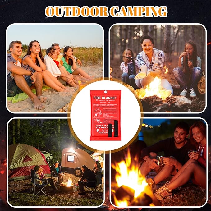 Jerify 36 Pcs Fire Blanket - Fiberglass Fire Emergency Flame Retardant Safety Fireproof Safety Suppression Cover Blanket for Kitchen, Home, Car and Office - 39 x 39 Inch (Red)