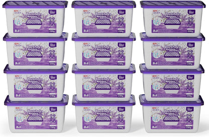 W&E Choice Moisture Absorbers with Lavender Scent, Portable Dehumidifier for Closet & Bathrooms, Kitchen, Humidity Absorber Odor Eliminator Absorber, 12Pack