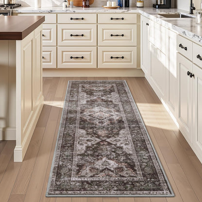 AMOAMI-2X3 Small Rug-Washable Rugs Entryway Mat Indoor-Soft Vintage Non Slip Rugs for Kitchen Laundry Room Bathroom Brick/Brown Decorative Accent Rug for in Front of Sink 24 Inch x36 Inch