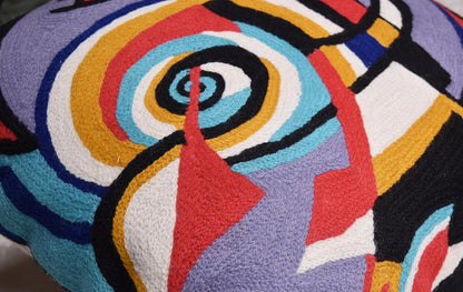 Kandinsky Improvisation Modern Decorative Pillow Cover Black Abstract Toss Pillows Farmhouse Chair Cushion Contemporary Pillow Mid-Century Chair Cushions Hand Embroidered Pillow Wool Size 18x18