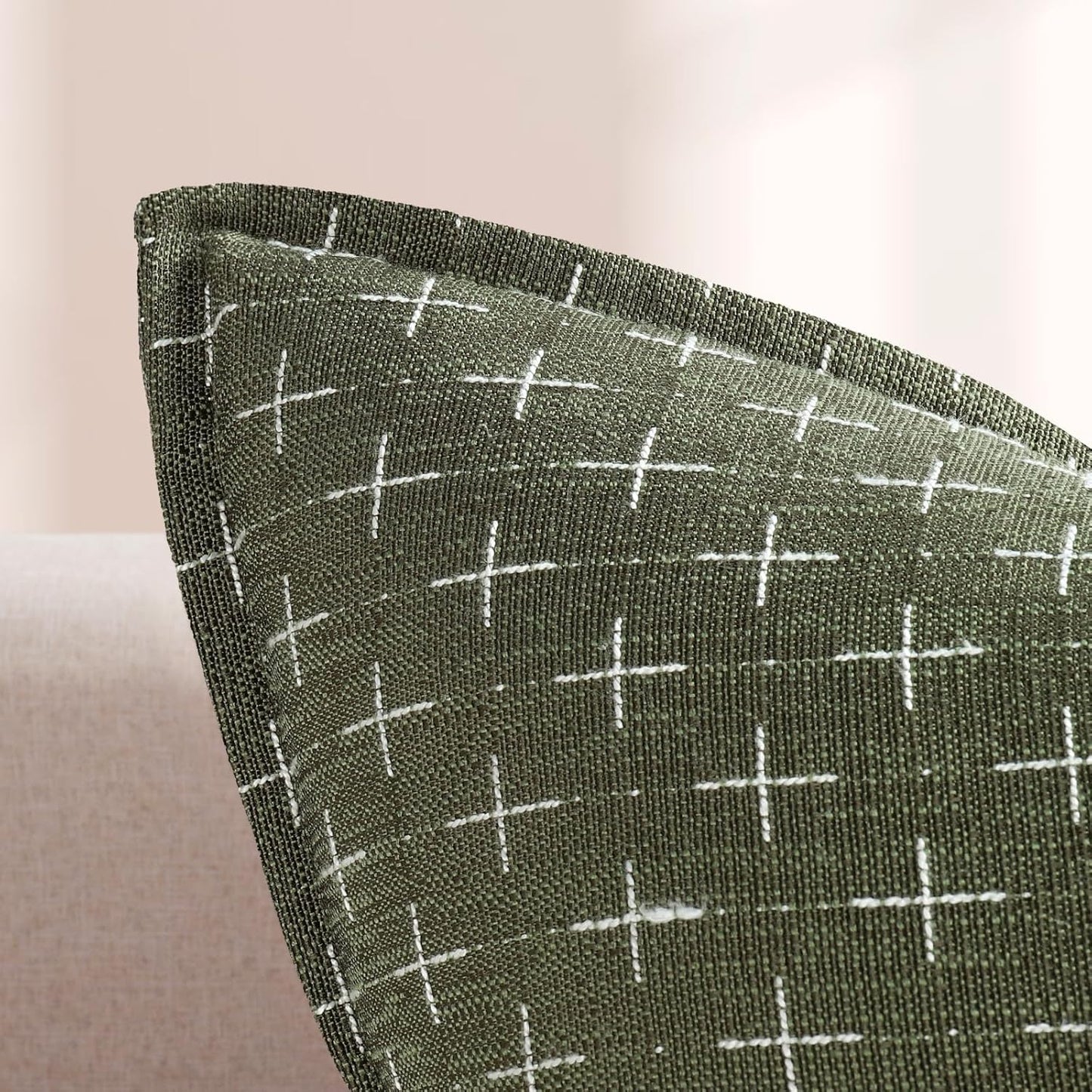 ZWJD Pillow Covers 22x22 Set of 2 Soft Polyester Textured Pillow Covers with Stylish Flange Edge Cozy Farmhouse Throw Pillows for Couch Bed Sofa Living Room