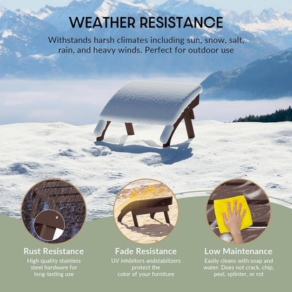 WestinTrends Dylan Outdoor Patio HDPE Adirondack Ottoman Footrest, Dark Brown