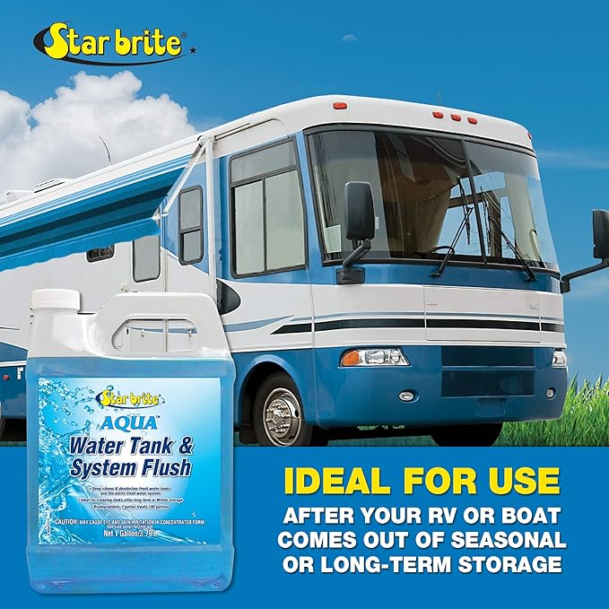 STAR BRITE Aqua Water Tank & System Flush - Deep Cleans & Deodorizes Fresh Water Tanks & Entire Drinking Water System - Ideal for Boats & RVs Coming Out of Storage 1 GAL (032300)