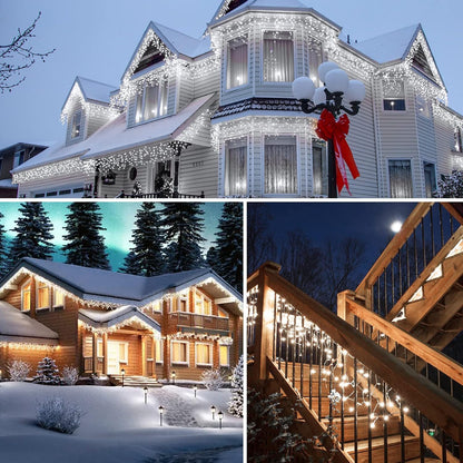 Icicle Lights Outdoor, 40Ft White Christmas Lights with 81 Drops and 432 LED Icicle Drops, Remote and Timer Controlled, Perfect for House Eaves and Wedding Decor, Pure White