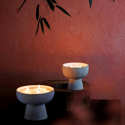 New BLUEME Wellness Candle Wax Refill, Contains Essential Oil, Sustainable, Hand Finished, Hand Poured, Premium, Luxury Ceramic, Natural Cotton Wick (24oz, Oakmoss & Sandalwood)