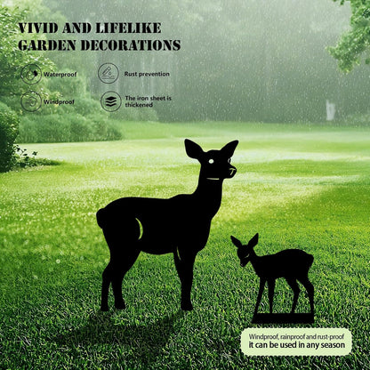 3 Pack Deer Metal Garden Decorative Stakes, Weather Proof Silhouette Statues for Yard, Patio,Outdoor Decor for Deer Lovers and Pet Owners