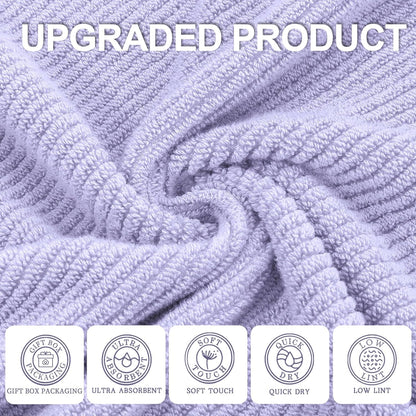 VOOVA & MOVAS Purple Bath Towels Set of 4, Large 30" x 56" - 100% Cotton | Quick Dry | Light Weight | Thick | Soft | Absorbent, Quick Dry Towels for Showering, Luxury Towel Gift Set, Lilac