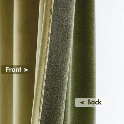 MIULEE Moss Green Velvet Curtains Thermal Insulated Blackout Curtain Drapes for Bedroom Living Room Darkening 108 Inches Long Curtains Panels Rod Pocket Set of 2