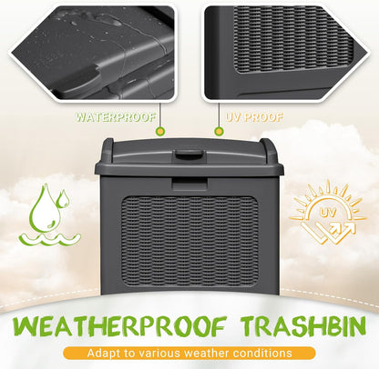 YESHOMY 4 Pack Outdoor Trash Can with Lid, Garbage Bins for Garden, Porch, Home and Kitchen, Gray