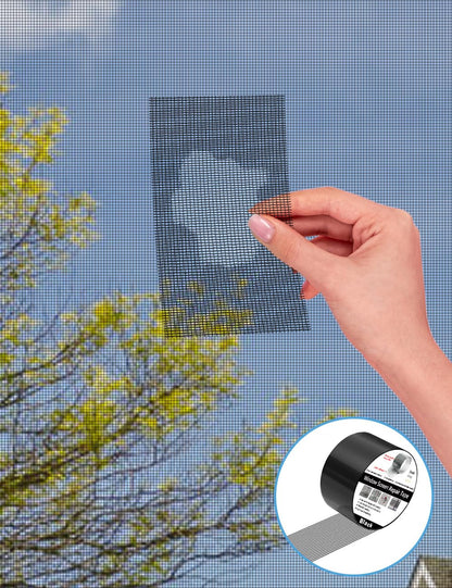 Wohohoho Window Screen Repair Tape, 3 in X 20 FT (240IN) Black Screen Patch Repair Kit, 3-Layer Strong Adhesive Invisible Screen Tape Mesh Repair for Windows, Doors Garage Mosquito Net Magnetic Screen