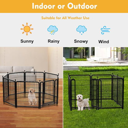 Garden Fencing 36 Inch High, 4 Panels Total 8.9 Ft(L) Dog Fencing Outdoor for Yard, 4 One-Sided Plate, No Door, Anti Dig Fence Barrier, Dog Pen, Rabbit Fence, Garden Fences and Borders