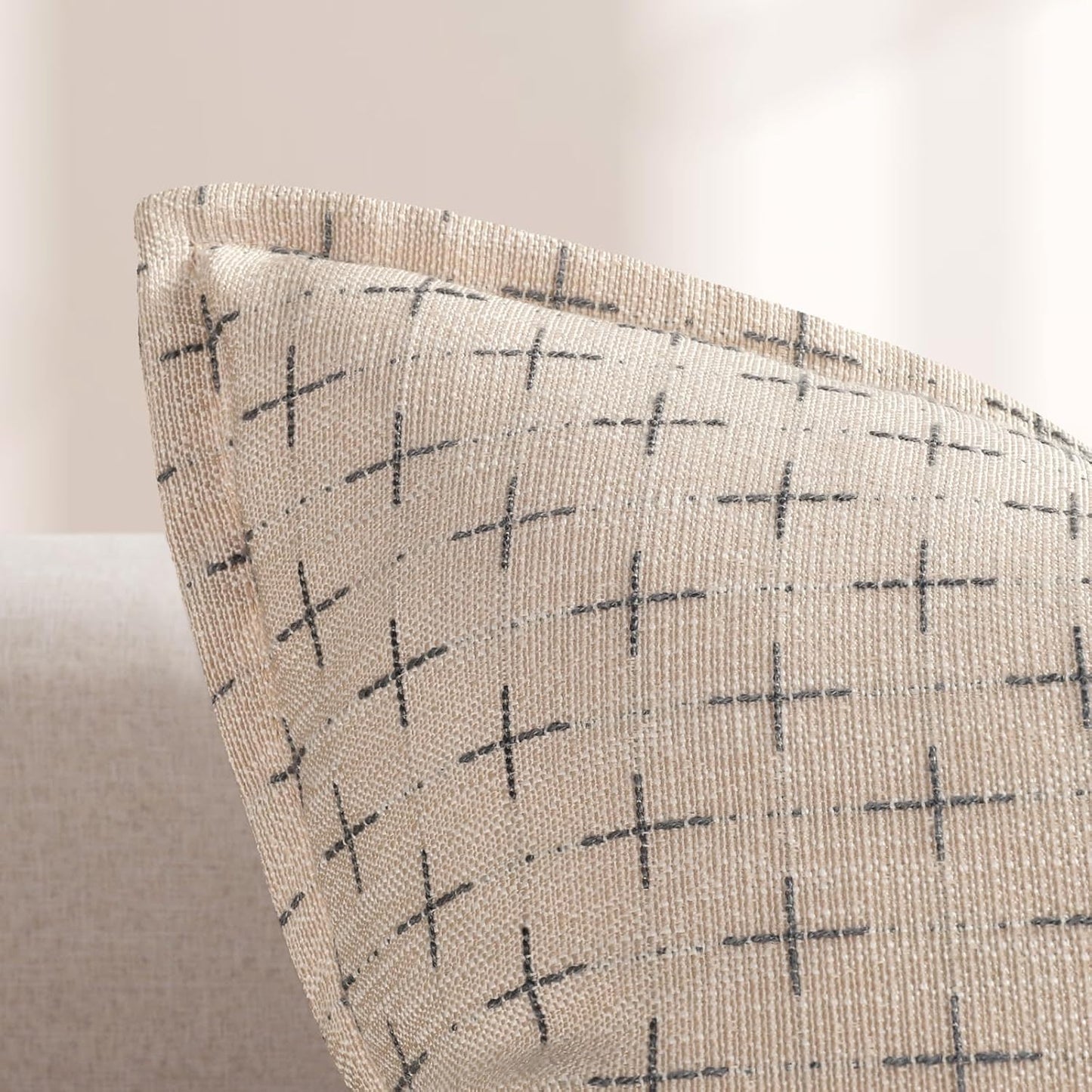 ZWJD Pillow Covers 20x20 Set of 2 Soft Polyester Textured Pillow Covers with Stylish Flange Edge Cozy Farmhouse Throw Pillows for Couch Bed Sofa Living Room