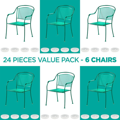 Wrought Iron Patio Furniture Feet Caps (24 Pack, White) - 1.5" Round Plastic Outdoor Chair Leg Caps, Patio Furniture Replacement Feet