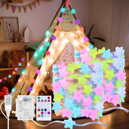 Fairy Lights Color Changing 16.5FT String Lights with Remote, 2-Pack Mini Star LED Twinkle Light USB Plug or Battery Powered for Indoor Outdoor Waterproof Party Garden Decoration