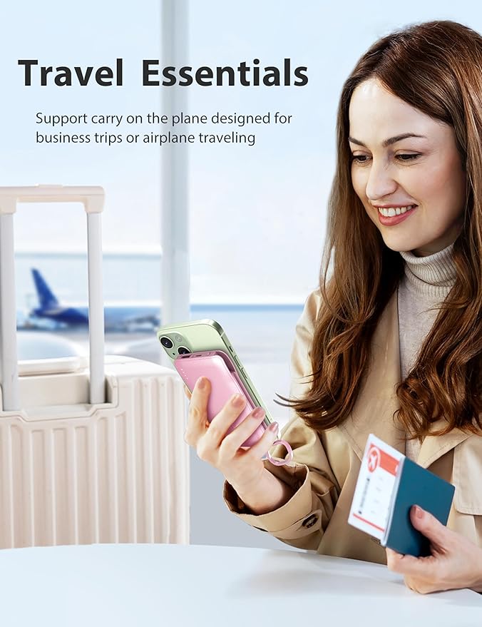 TG90° 2 Pack Slim 10000mAh Power Bank Built-in Foldable AC Wall Plug and Cables,Ultra Compact Cell Phone Charger,Pocket Size USB C Portable Charger Compatible with iPhone Samsung,Black & Pink