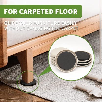 Furniture Sliders for Carpet 8 PCS - 4 3/4 inch Furniture Moving Slider Chair Legs Floors Protectors– Move Your Furniture Easy & Safely(for Carpet)
