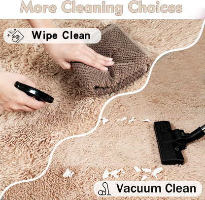 Rezutan Rugs for Living Room, Area Rug 6x9 Fluffy Rug Carpet, Soft Shaggy Modern Floor for Kids Boys Girls Bedroom, Plush Fuzzy Dorm Rug,Camel