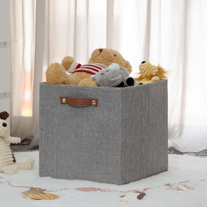 HNZIGE Fabric Storage Cubes Bins Baskets for Shelves Set of 4 Baskets, 13 Inch Storage Bins with Handles, Foldable Storage Cube Organizer Bins Organizing Home Nursery (Gray)