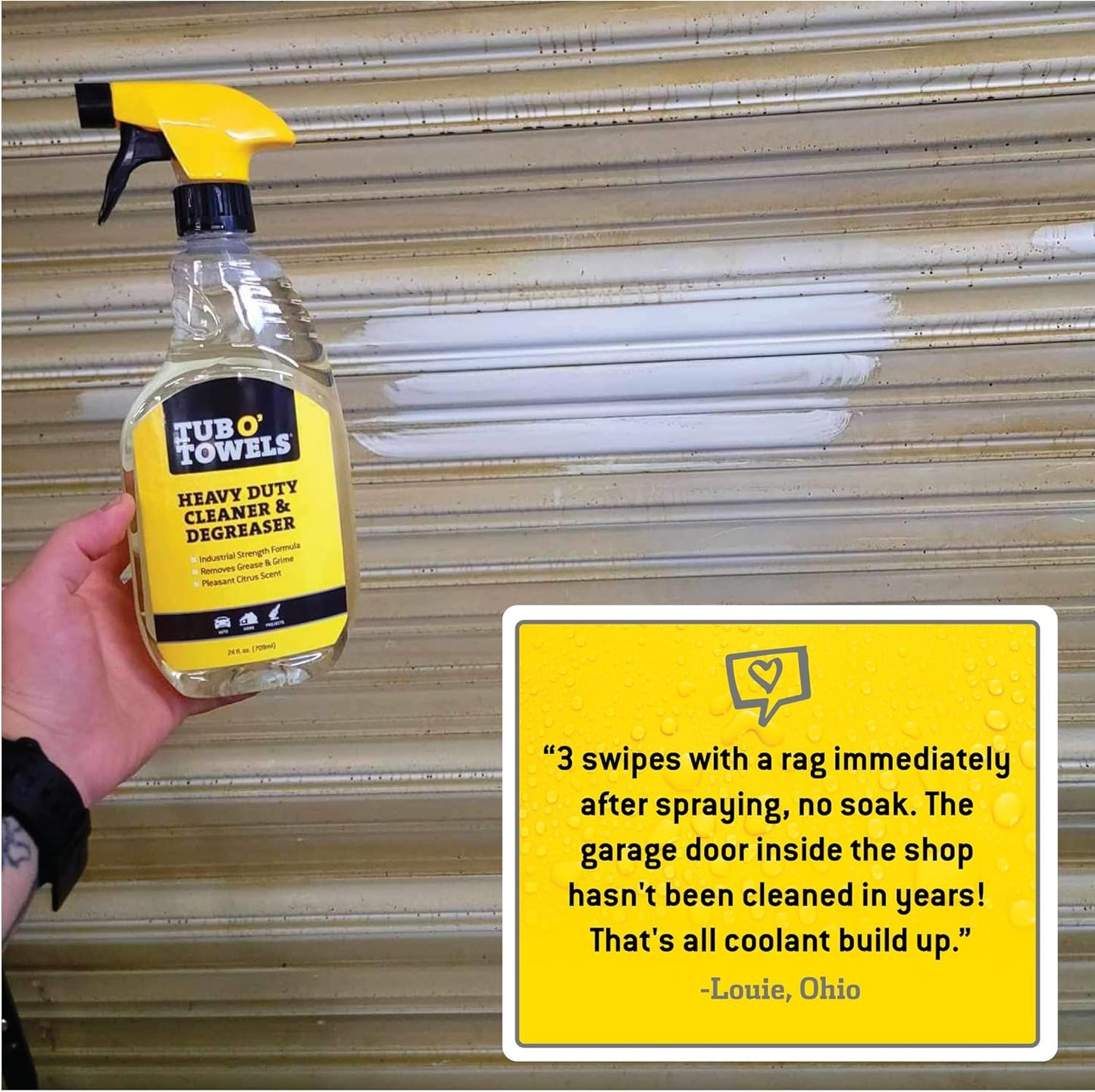 Tub O' Towels Heavy Duty Cleaner and Degreaser Spray Helps in Removing Oil Tar Paint Dirt Caulk Grease Grime Gunk Epoxies, Industrial Strength, Home & Auto, Made In USA, Citrus Scent, 24oz