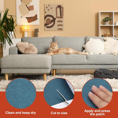 PATIKIL 70x6.2 Inch Linen Repair Tape, Repair Fabric Patch Self Adhesive Couch Patch Line Repair Patch for Furniture Sofa Car Seats Office Chairs, Dark Blue