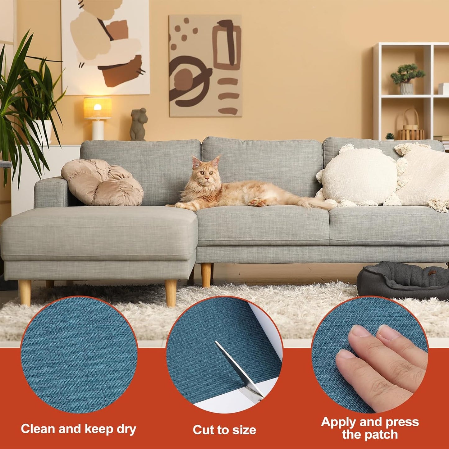 PATIKIL 70x4.4 Inch Linen Repair Tape, Repair Fabric Patch Self Adhesive Couch Patch Line Repair Patch for Furniture Sofa Car Seats Office Chairs, Dark Blue