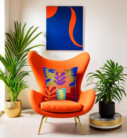 Matisse Decorative Pillow Cover Cutouts Hand Embroidered Abstract Toss Pillows Farmhouse Chair Cushion Contemporary Pillowsham Mid-Century Chair Cushions Wool Size 18x18