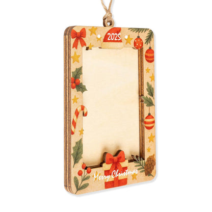 Christmas Picture Frame Ornament 2025 – Wooden Photo Holder Decoration | Family Keepsake Gift - Personalized Tree Ornament - Xmas Hanging Frame KhunganhCRM