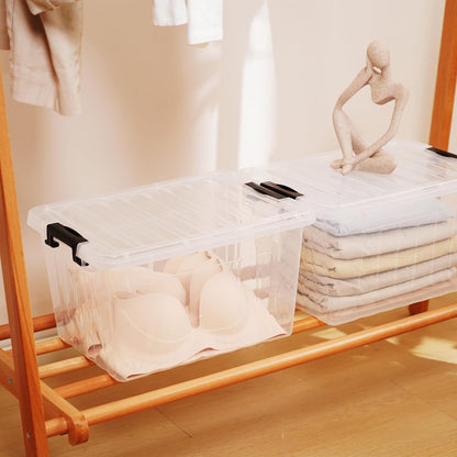 Citylife 22 QT Clear Plastic Storage Bins with Lids Stackable and Nestable Storage Boxes with Lids Large Plastic Storage Containers for Garage, Closet, Kitchen, 2 Packs