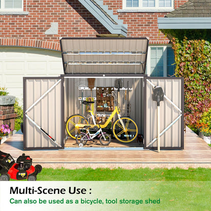 AECOJOY Outdoor Trash Can Storage, 46 Cu.Ft Outdoor Garbage Can Storage Shed, Horizontal Storage Cabinet Waterproof, Bicycle Sheds & Outdoor Storage Clearance in Brown