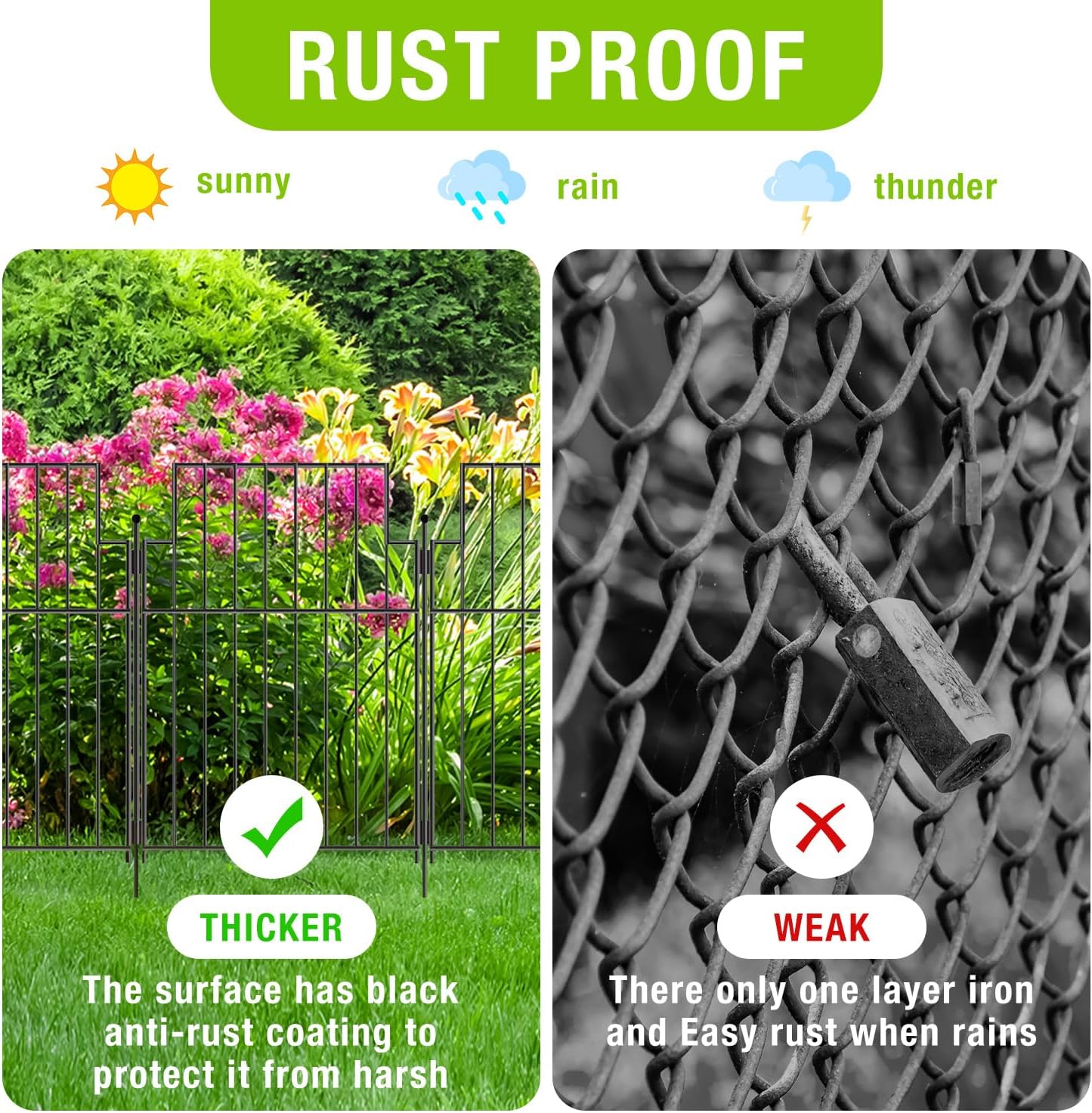 Decorative Garden Fence Fencing Panels,Rustproof Metal No-Dig Animal Barrier,Flower Bed Edging Dog Fence for Yard, Garden, Patio, Rabbits,Vegetable Plots (26 Panels-17in(H) x28ft(L)