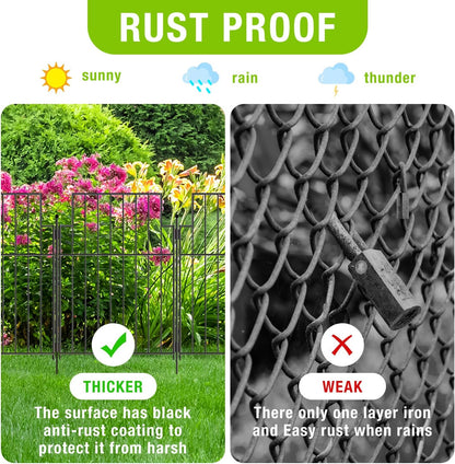 Decorative Garden Fence Fencing Panels,Rustproof Metal No-Dig Animal Barrier,Flower Bed Edging Dog Fence for Yard, Garden, Patio, Rabbits,Vegetable Plots (26 Panels-17in(H) x28ft(L)