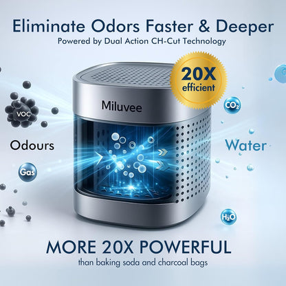 Premium Refrigerator Deodorizer, 10-Year Reusable Odor Eliminator for Car, Closet, Fridge, Shoe, Basement | No Power, No Refill, No Scent Air Purifier, Outperforms Baking Soda Charcoal Bags