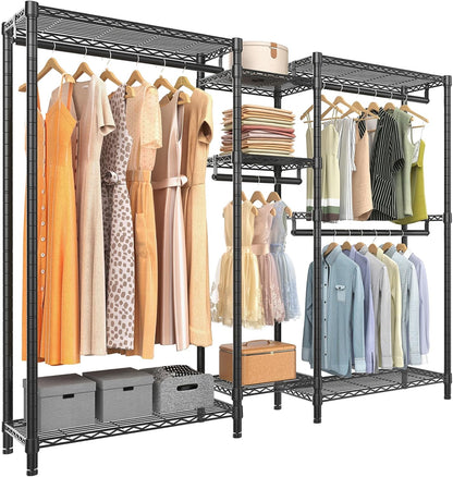 VIPEK Classic V6 Medium Wire Garment Rack Heavy Duty Clothes Rack for Hanging Clothes, Metal Freestanding Closet Wardrobe Racks 59.8" L x 14.6" W x 76.4" H, Max Load 750lbs, Black