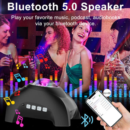 Star Projector, Northern Galaxy Aurora Lights Projector with 33 Light Effects Bluetooth Speaker & White Noise, Remote Control Night Light for Bedroom, Room Decor, Party, Gift for Kids Adults