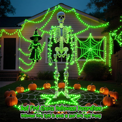 TingMiao Halloween Green Fairy Lights Battery Operate,7.2ft 20 LEDs String Lights Silver Copper Wire for Hallowen Christmas DIY Decoration Wedding Party (6 Pack)