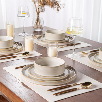 AmorArc Ceramic Dinnerware Sets, Handmade Reactive Glaze Stoneware Plates and Bowls Sets,Highly Chip and Crack Resistant | Dishwasher & Microwave Safe Dishes Set, Service for 8 (24pc)