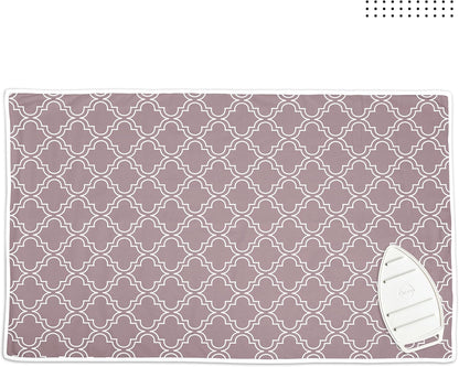 Encasa Homes Ironing Mat/Pad (Large 48"x28") with 3mm Padding & Silicone Iron Rest for Steam Pressing on Tabletop or Bed - Heat Resistant, Portable, Quilting & Travel Blanket - Mauve Tiles