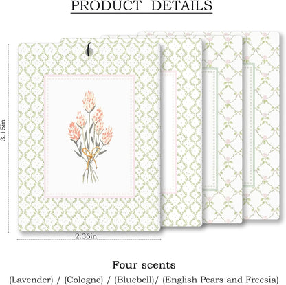Elegant Rustic Floral Car Air Freshener 4 Pcs, Cottagecore Flower Hanging Scents Air Freshener for Women Girls Gifts, Pastel Leaf Floral Scented Car Accessories Decor for Room Closet Drawer