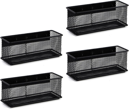 6.29'' × 2.28'' × 2.48 Black Magnetic Basket for Refrigerator Magnetic Organizer Holder Locker Organizer for Home Office Accessories Magnetic Basket for Whiteboard,Set of 4