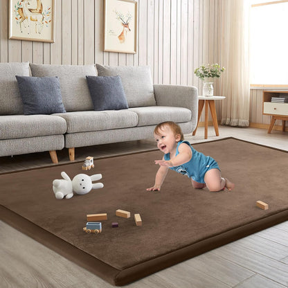 Baby Play Mat for Floor Tummy Time Mat Nursery Rug Muscle Mat Area Rug Playroom Rug Tatami Mat 6'7"x4'11" Memory Foam 1.3" Thick Crawling Mat For Babies,Toddlers, Infants, Kids,Floor Mat,Coffee